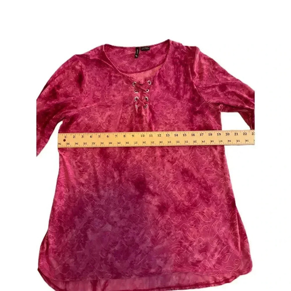 New Directions Pink Embroidered Blouse Round Neck 3/4 Sleeve Casual Womens Large - Picture 4 of 7